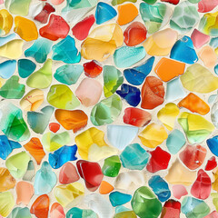 Seamless pattern of colorful sea glass