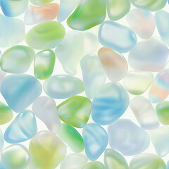 Seamless pattern of pastel colored sea glass