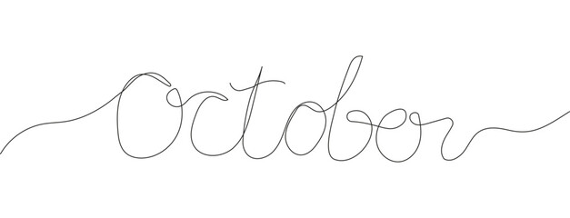 October text continuous line. Line month holiday theme element for header.