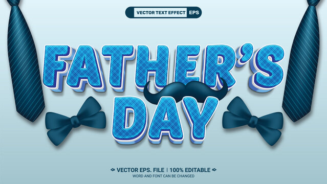 Fathers day celebration vector template with happy fathers day 3d editable text style effect with gentleman bow tie