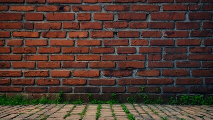 Time-Worn Texture: Aged Red Brickwall with Rustic Vintage Appeal