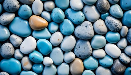 Abstract nature pebbles background. Blue pebbles texture. Stone background. Blue vintage color. Sea pebble beach. Beautiful nature. Turquoise color
 - obrazy, fototapety, plakaty