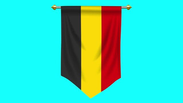Motion graphic of Belgium flag or pennant isolated on blue screen