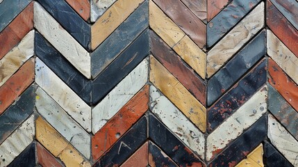 chevron floor tiles background, copy and text space, 16:9 - obrazy, fototapety, plakaty