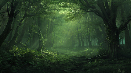 A deep forest green, unmarked and vast.