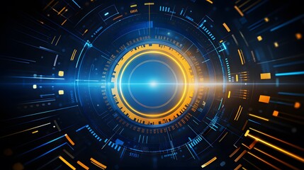 Obraz premium yellow and blue Abstract technology background circles digital hi-tech technology design background. concept innovation. vector illustration