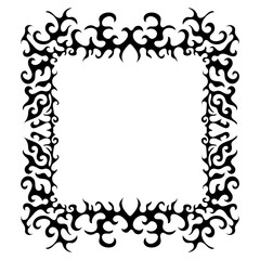 Decorative square frame. Retro Neo tribal baroque ornament. Vector design element