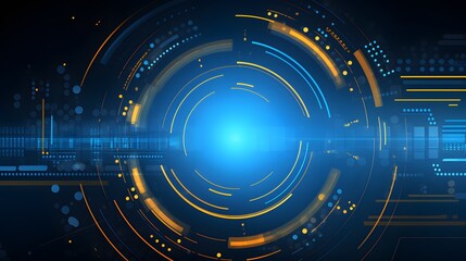 Obraz premium yellow and blue Abstract technology background circles digital hi-tech technology design background. concept innovation. vector illustration