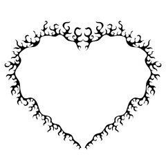 Decorative heart shaped frame. Retro Neo tribal baroque ornament. Vector design element