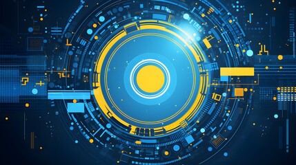 Obraz premium yellow and blue Abstract technology background circles digital hi-tech technology design background. concept innovation. vector illustration
