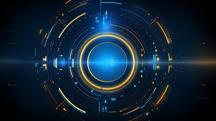 Fototapeta premium yellow and blue Abstract technology background circles digital hi-tech technology design background. concept innovation. vector illustration
