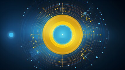 yellow and blue Abstract technology background circles digital hi-tech technology design background. concept innovation. vector illustration