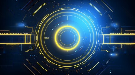 Fototapeta premium yellow and blue Abstract technology background circles digital hi-tech technology design background. concept innovation. vector illustration
