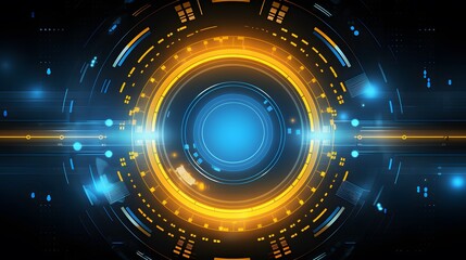 Fototapeta premium yellow and blue Abstract technology background circles digital hi-tech technology design background. concept innovation. vector illustration