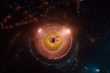 Drone shot of cricket stadium