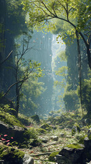 Obraz premium Sunlit Forest Path