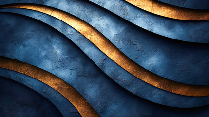 Elegant Blue and Gold Abstract Waves