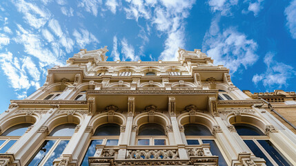 Fototapeta premium A large building with a lot of windows and a balcony