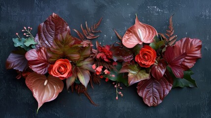 Creating stunning compositions with leaves and flowers in the studio production process is our specialty