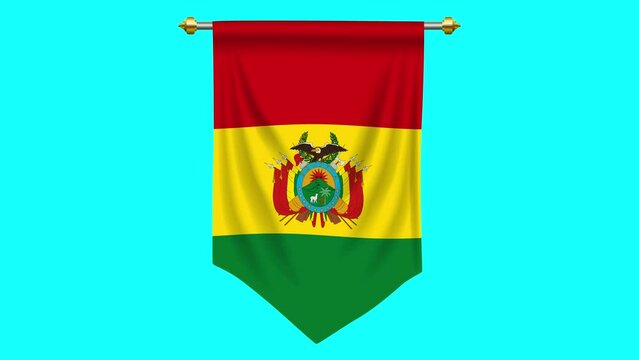 Motion graphic of Bolivia flag or pennant isolated on blue screen