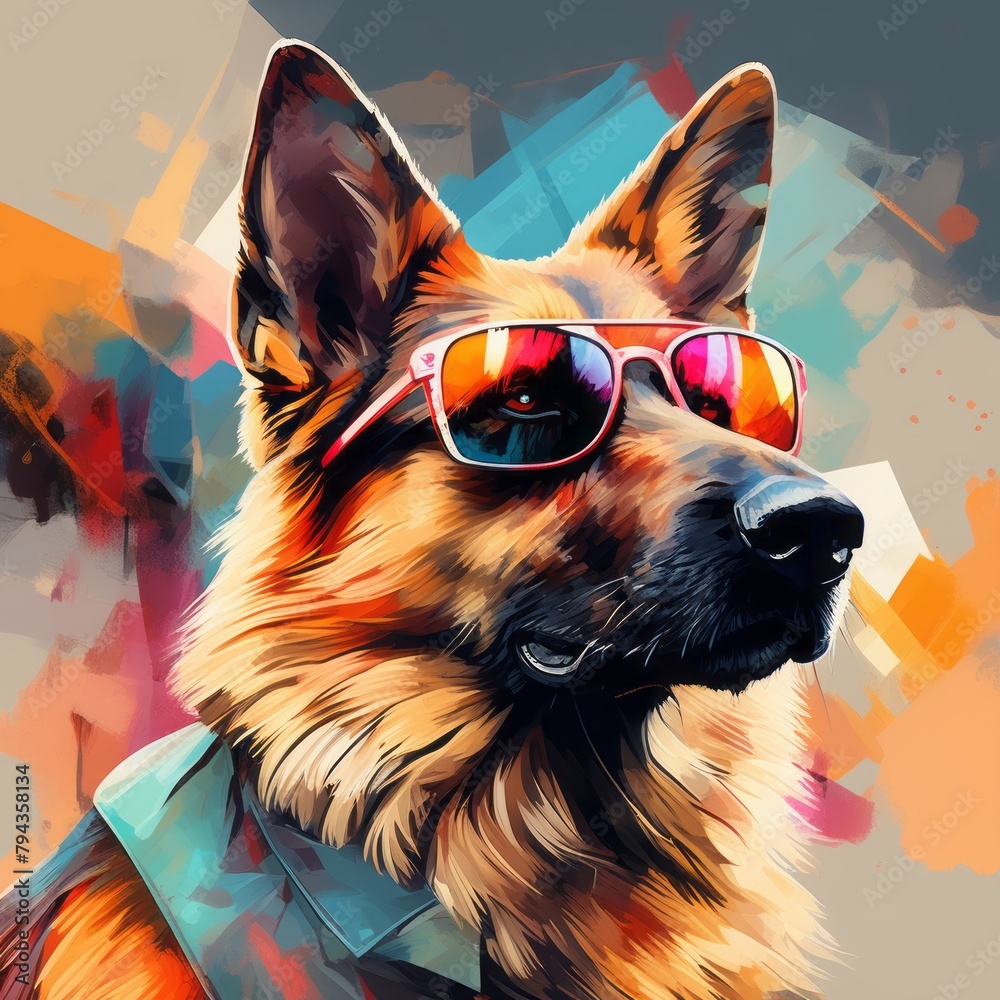 Canvas Prints vector illustration of a dog with sunglasses and dog.