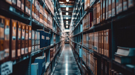 Fototapeta premium A library with many shelves of books