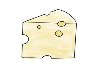 Cheese watercolor doodle element. Vector illustration.