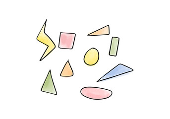 Geometric shapes watercolor doodle element. Vector illustration.