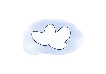 Cloud watercolor doodle element. Vector illustration.