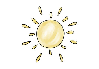 Sun watercolor doodle element. Vector illustration.