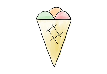 Ice cream watercolor doodle element. Vector illustration.