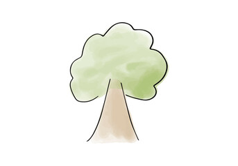 Tree watercolor doodle element. Vector illustration.
