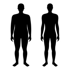 Overweight and fit man silhouette front