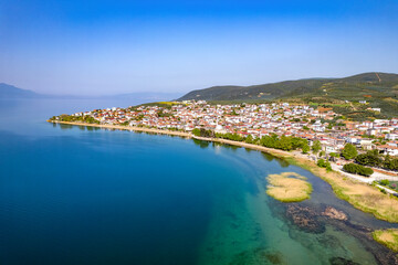Iznik Lake in Bursa, Turkey. Iznik is beautiful town of Bursa City. Drone shot.