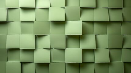   A tight shot of a wall composed of numerous light green square tiles, accompanied by smaller squares along its edges
