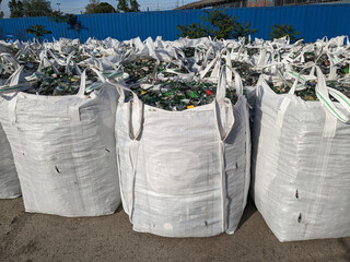 recycling glass ready in big bags