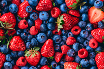 Vibrant berries mix in a seamless fruit pattern
