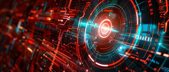 Obraz premium Cybersecurity and Technology in a Futuristic Digital Interface, Global Network Communications