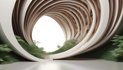 Abstract background with architectural and natural design, 3d render