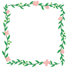 frame with leaves and flowers