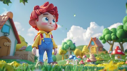 A whimsical 3D rendering of a charming kids character   AI generated illustration