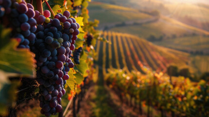 A bunch of grapes hanging from a vine