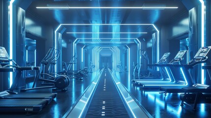 Abstract 3D gym scene with futuristic elements   AI generated illustration