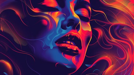 Abstract and modern depiction of a hot babe in a cute style   AI generated illustration
