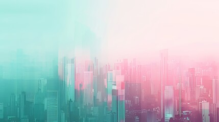 Abstract cityscape with a pastel color scheme   AI generated illustration