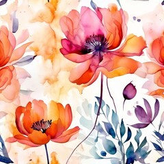 Abstract floral art background template Botanical watercolor AI generated