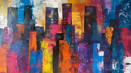 Abstract cityscape with bold and vibrant colors   AI generated illustration