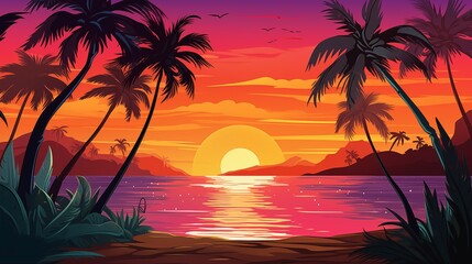 Summer tropical background. Illustration.