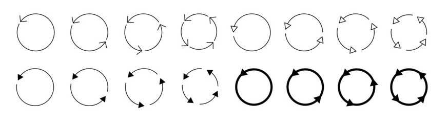 Circle arrow icon set. circular arrow icon refresh reload. Set of circle arrows. Vector