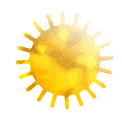Sun and halftone object. hand drawing. Not AI. Vector illustration